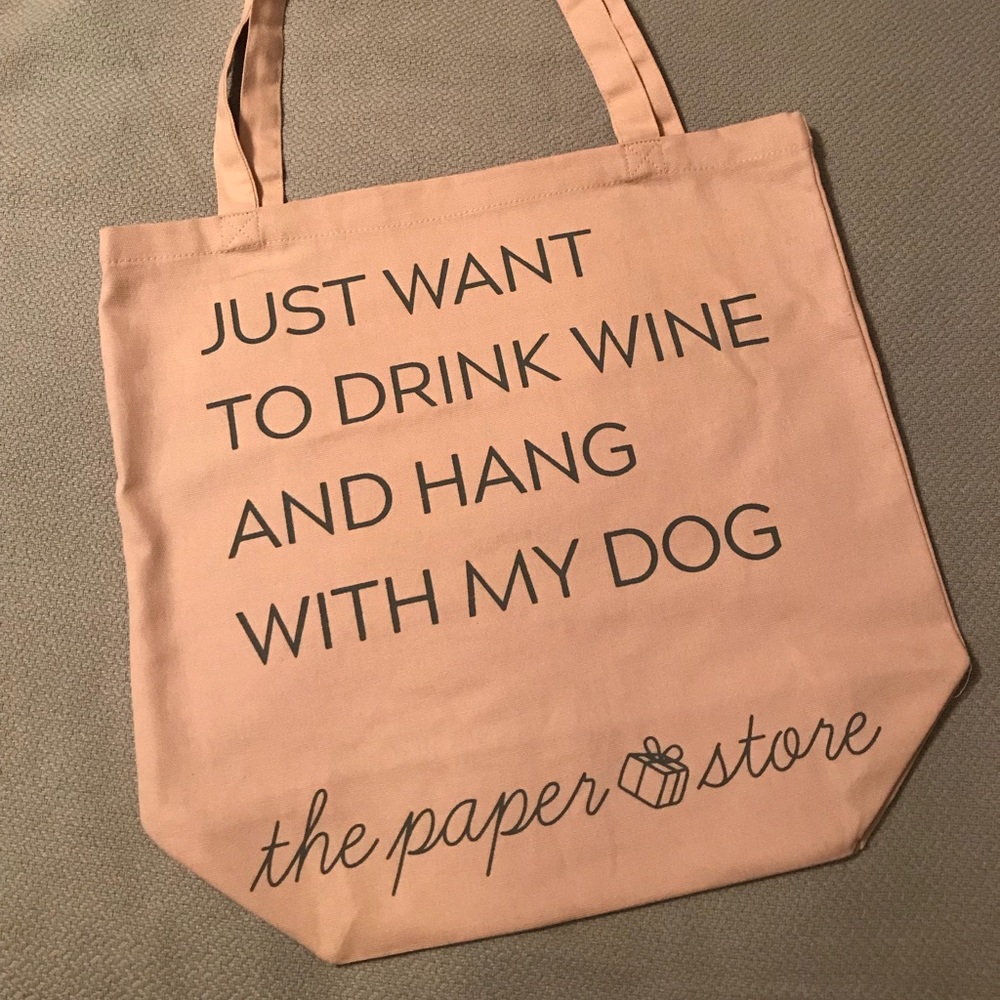 The Paper Store drink wine/dog tote NWT